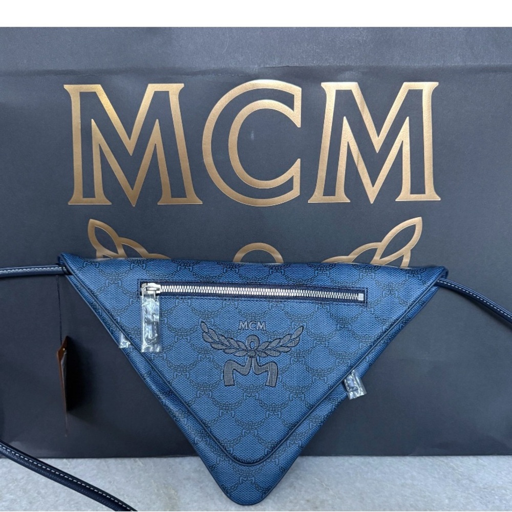 MCM NAVY BLUE TRIANGLE HIMMEL CROSSBODY BAG-NWT